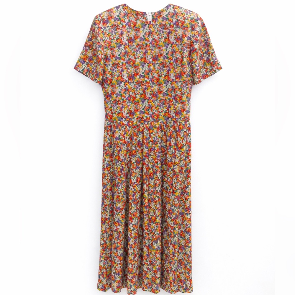 Talbots Petites Floral Midi Dress 6P | Bright Fit & Flare Vintage-Inspired